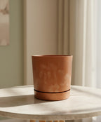 Betoneffect bloempot met onderschaal 100% recycled